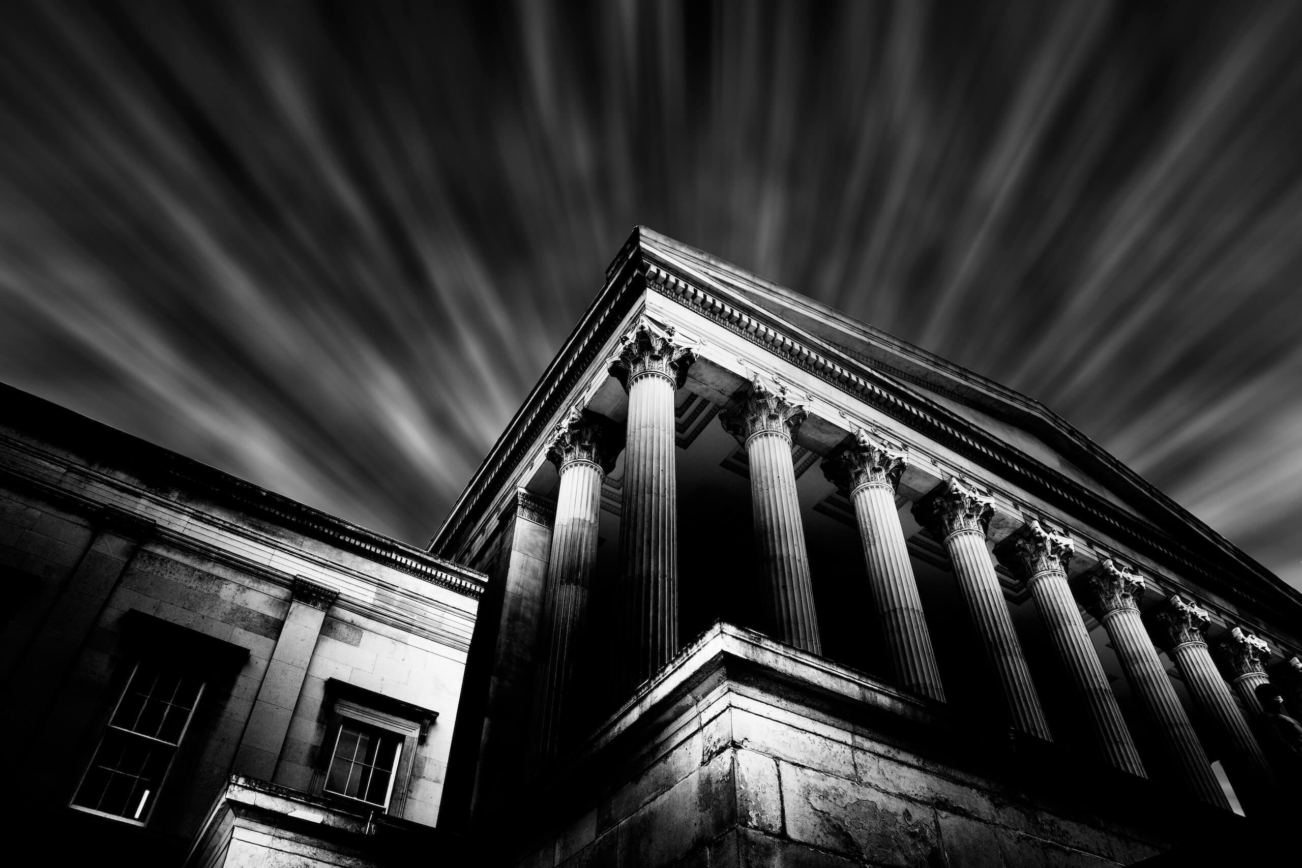 Long exposure of the Portico at night