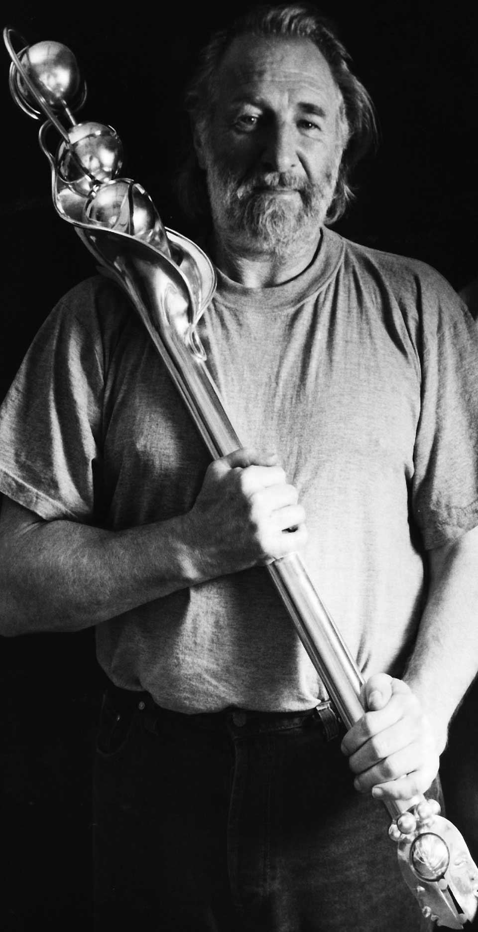 Tom Lomax holding the Mace