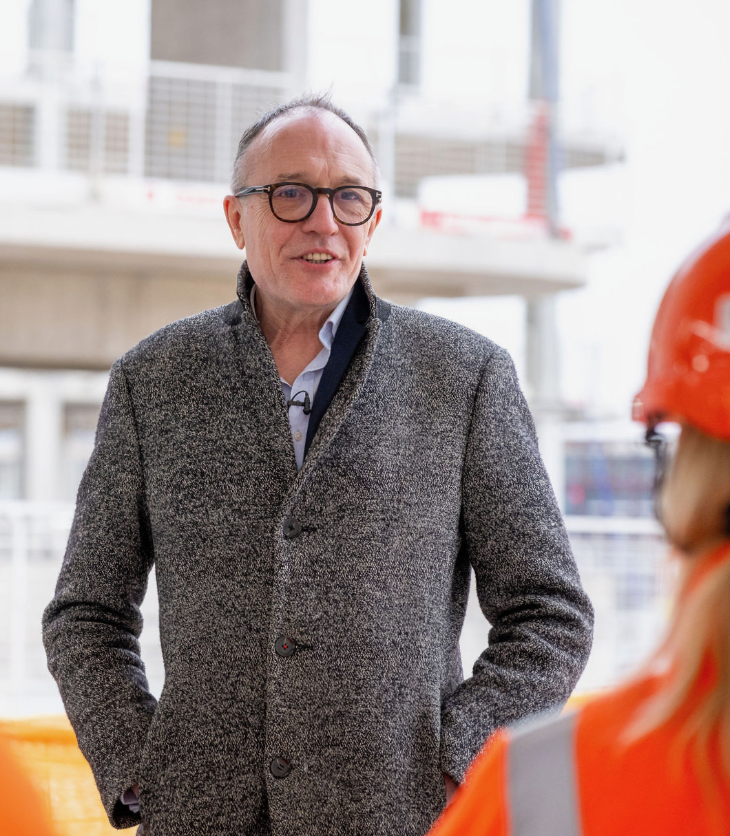 Professor Andrew Dick on the future eye care centre construction site.