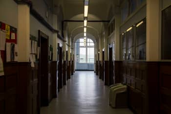 Long corridor between different computer servers.